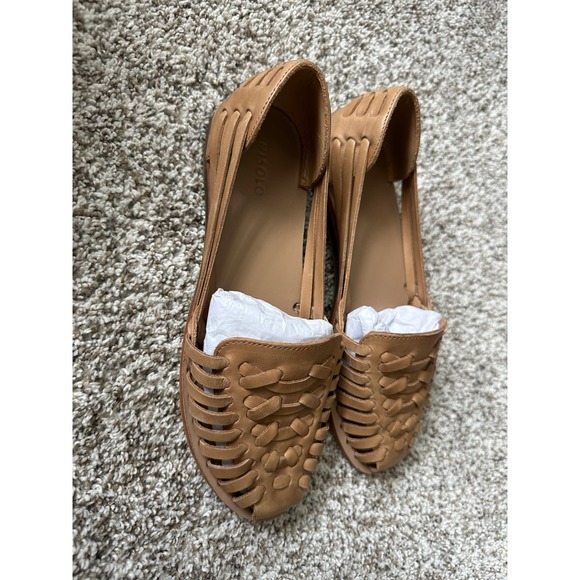 Nisolo Woven Leather Pointed Toe Flats Tan Cutout Slip On‎ Shoes - US 7.5 - Picture 1 of 7